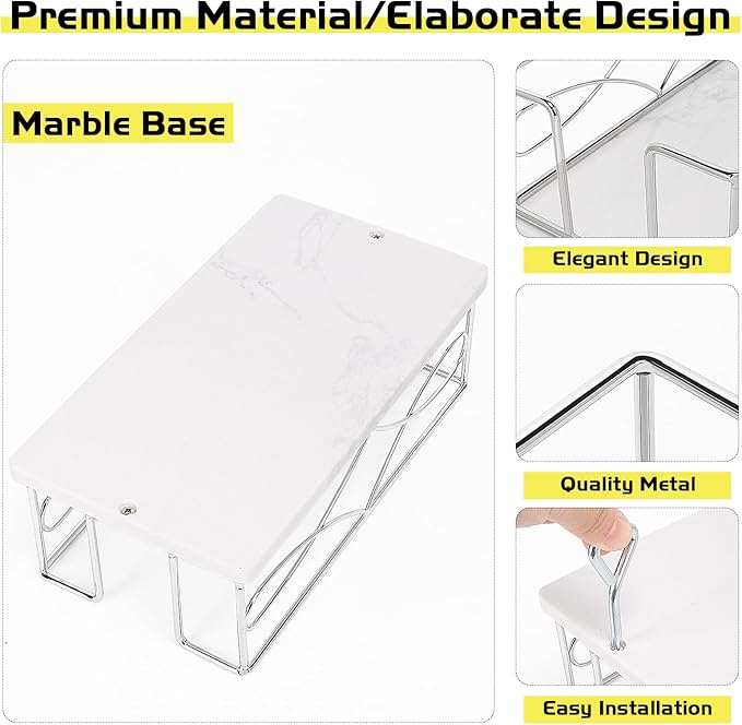 Napkin Holder with Marble Base, Guest Towel Paper Dispenser for Table, Modern Metal Napkin Stand, Ideal for All Bathroom Vanity, Kitchen Decor Accessories (Chrome, 3.2 Inch)