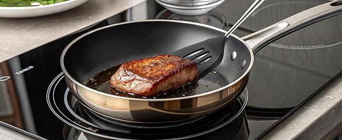 FJNATINH Silicone Spatula and Turner Set - Slotted Spatulas,Non Stick Heat-Resistant Cooking Utensils BPA Free Kitchen Utensils Cookware Wooden Handle (Walnut Handle-Spatulas 2PCS)