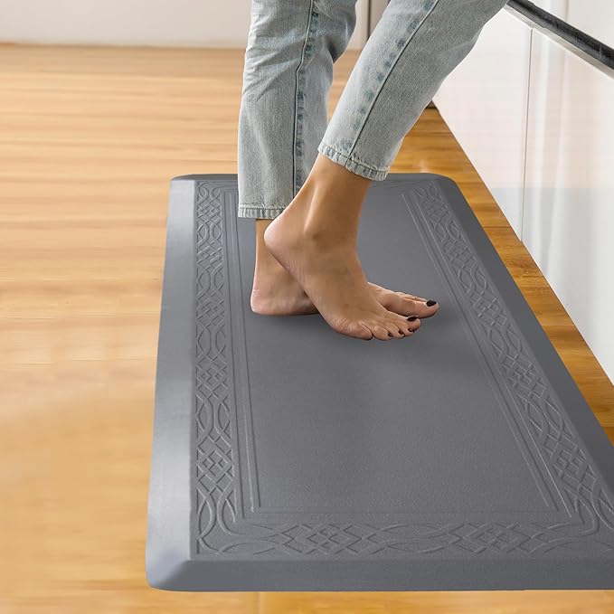 24 x 60 Inch Extra Support Anti Fatigue Comfort Kitchen Mat, Waterproof Long Kitchen Runner, Non-Slip Standing Desk Mat, Commercial Pads for Offices, Home, Garages (Bordeaux Grey, 24'' x 60'')