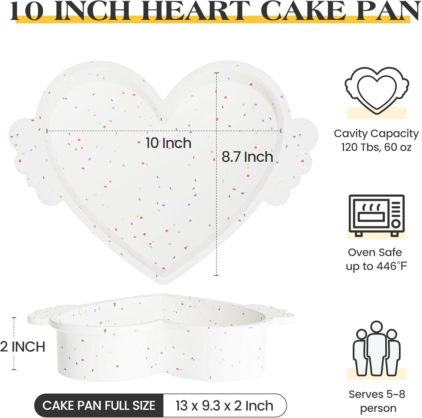 10 Inch Heart Shaped Cake Pans with Metal Reinforced Frame Silicone Heart Cake Pans Nonstick Large Silicone Molds for Baking Set of 2 (Cream)