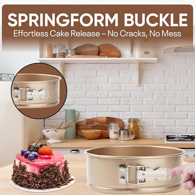 Good Dee's Circle Springform Cake Pan 9” - Non Stick Ceramic Coating - Free From Forever Chemicals - Perfect for Birthday Cakes, Tartes, & More - Cream