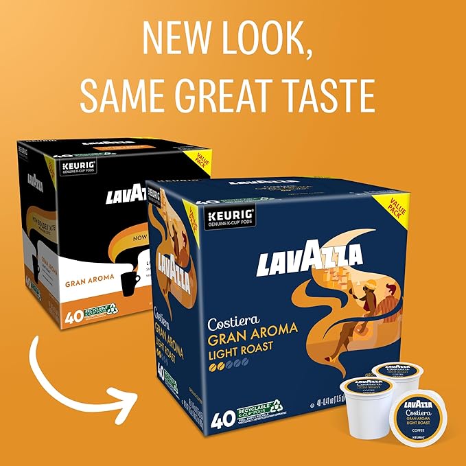 Lavazza Costiera Gran Aroma, Single Serve Keurig K-Cup Pods, Light Roast Coffee, 40-Count Box