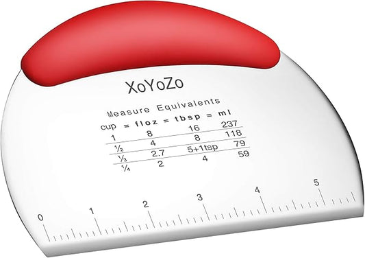 1 pcs Dough Pastry Scraper Chopper/Stainless Steel Dough Scraper Cutter with Ergonomic Rubber Non-Slip Grip/Dough Scraper Cutter/Pro Pastry Pizza Cutter Chopper (Red)