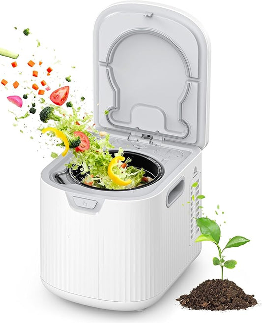 Electric Composter for Kitchen, 2.5L (Max 3.3L) Smart Countertop Compost Bin with Auto-Cleaning | Odorless | Low Noise | LED Display, Turns Food Waste to Fertilizer, Food Composter for Home