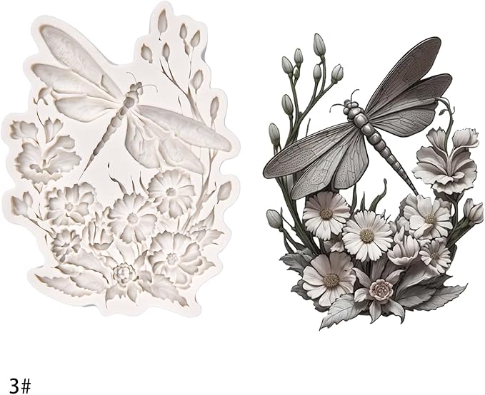 (Four-piece set) Flower, butterfly, umbrella wing girl, dragonfly, bird, DIY silicone mold, cake chocolate mold wedding cake decoration tool soft candy cake mold