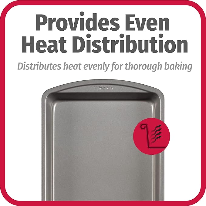 GoodCook 11" x 7" Nonstick Steel Cake Baking Pan, Multipurpose Nonstick Baking Pan for Brownies, Biscuits, and Cake, Gray