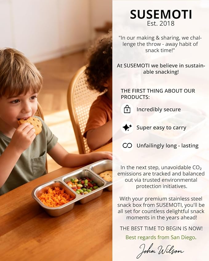 2-Pack Food-Grade Stainless Steel Snack Containers, Multi-Compartment & Leakproof, Ideal for Families & Travel, Stackable, Kid & Adult Bento Storage (2 Pack)