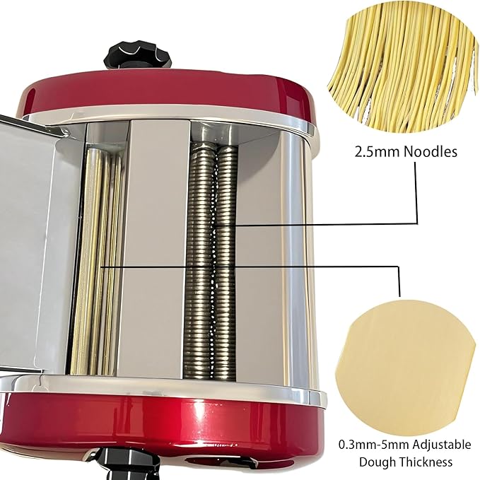 Electric Pasta Maker Household Noodle Making Dough Pressing Machine Built-in 2.5mm Cutter 135W 5Kg/H Output for Commercial Home Use