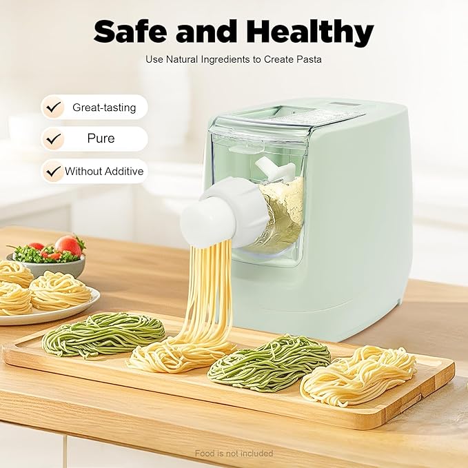 Automatic Pasta Maker Machine,260W Electric Pasta Making Machine with 13 Molds&Cleaning Scraper,Noodle Maker for Homemade Spaghetti, Fettucine&Penne