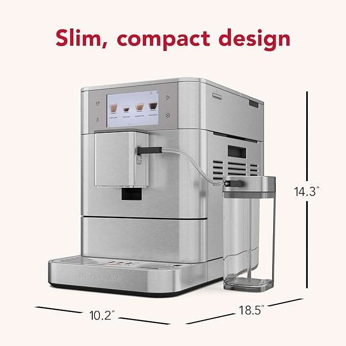 KitchenAid Fully Automatic Espresso Machine KF8 with Milk Attachment & Plant Based Milk Options, KES8558SX, Stainless Steel