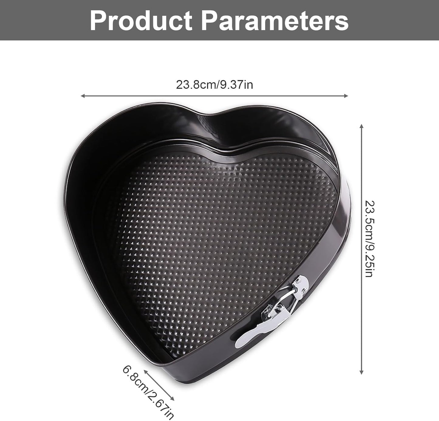 10 inch Heart Shape Cake Tin, Removable Base, Stainless Steel Cake Mold with Snap Closure and Non Stick Layer, Easy to Demould, for Chiffon Cake, Black