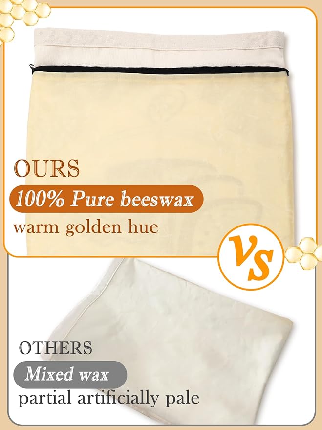 Natural Beeswax Bread Bags with Sealing Zipper - 13''x16.7'' Reusable Sourdough Storage Wraps for Homemade Bread, Keeping Food Fresh, Gifts for People Who Love Baking, Sliced Bread Pattern, 1 Pcs