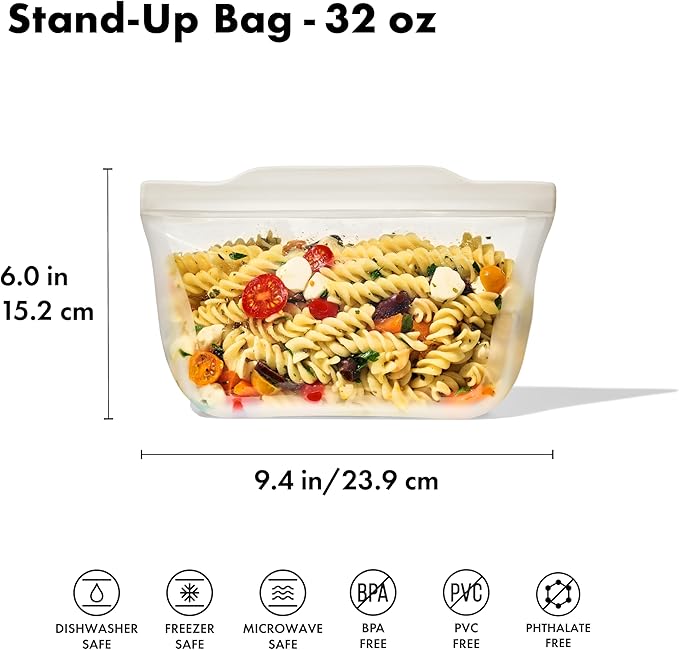 OXO Good Grips Silicone Reusable Bag – Stand-Up Quart (32 oz) - Oat
