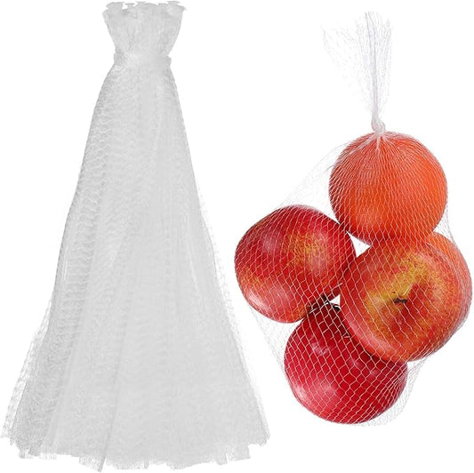 uxcell 100PCS Reusable Mesh Produce Bags, 15.7 Inches Egg Hatching Bags Washable Breathable Fruit Net Stretchable Mesh Netting Storage for Seafood Vegetable Onion Grocery Shopping, White