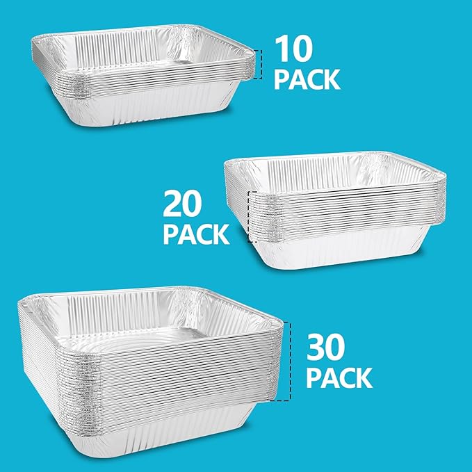 9x13 In Aluminum Pans, Extra Deep Disposable Baking Pans for Roasting, Baking, Cooking, Food Prep, Chafing, Steam Table, Oven, Cake, and Party Catering.