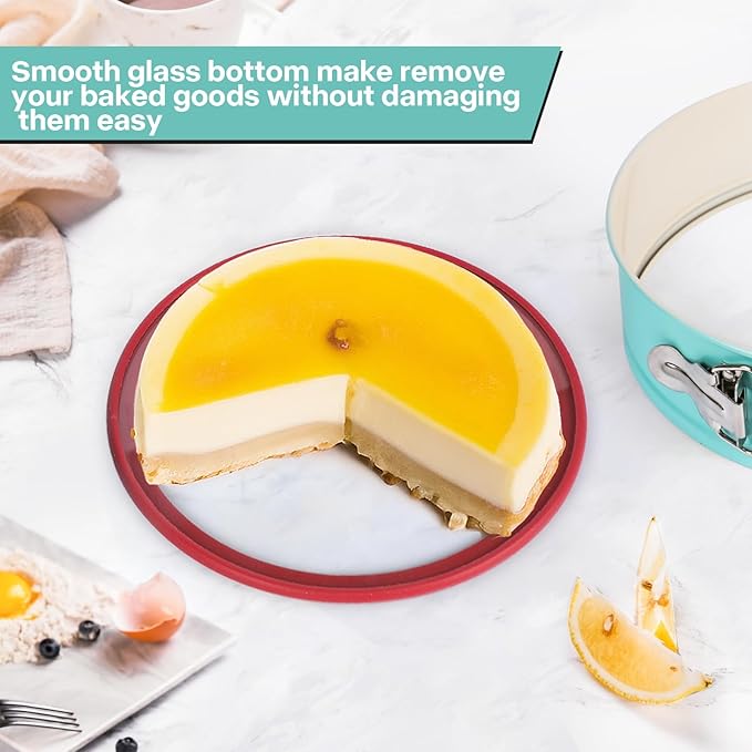 10In Glass Bottom Springform Pan,10 inch Nonstick Cheesecake Pan with Silicone Seal for Easy Release, Leak-Proof, Great Gift for Baking Lovers