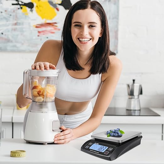 Large Digital Kitchen Scale 30kg/66lb Food Scale for Baking Cooking Stainless Bread Scale with LCD Display Counting Scales for Coins Adapter Included(Stainless Black)