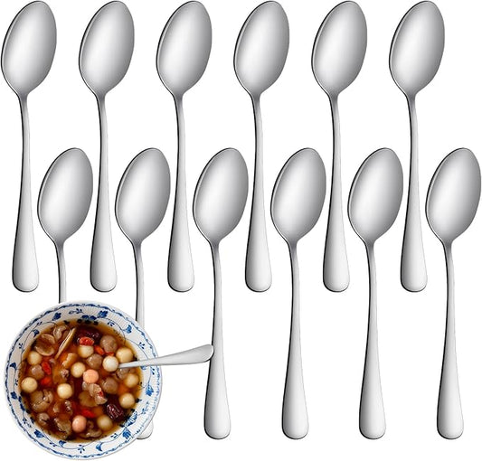 16 Pcs Teaspoons Set, Food-Grade Stainless Steel Spoons Silverware, Cutlery Tea Spoons, Durable Dessert Spoons, Metal Spoon for Home, Kitchen or Restaurant, Mirror Polished, Dishwasher Safe 6.7 Inch