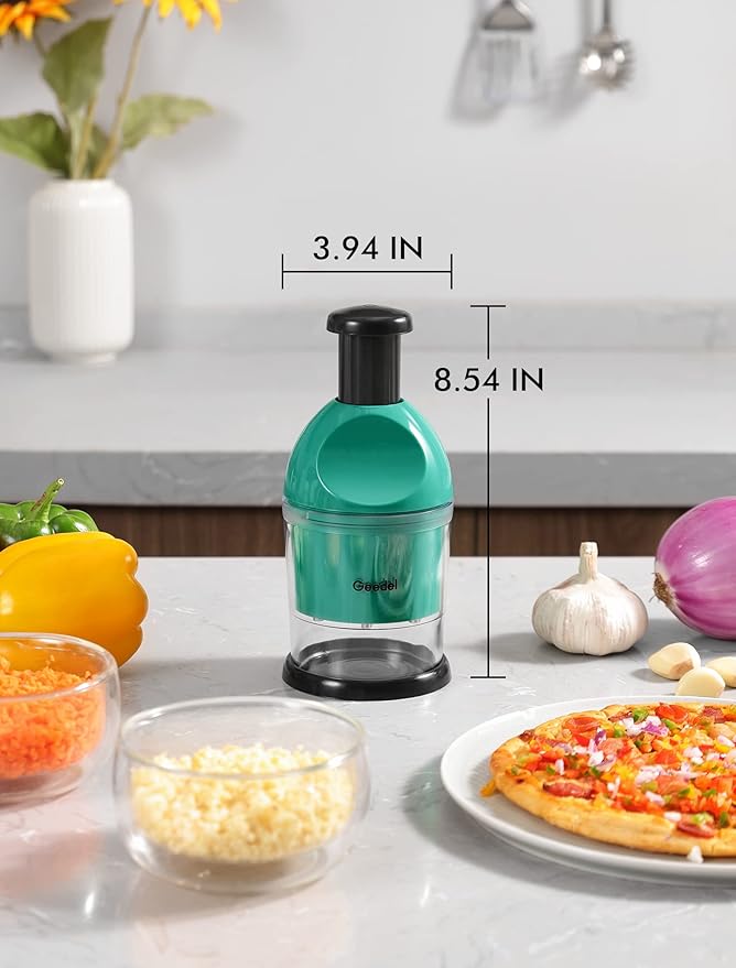 Geedel Food Chopper, Easy to Clean Manual Hand Vegetable Chopper Dicer, Dishwasher Safe Slap Onion Chopper for Veggies Onions Garlic Nuts Salads