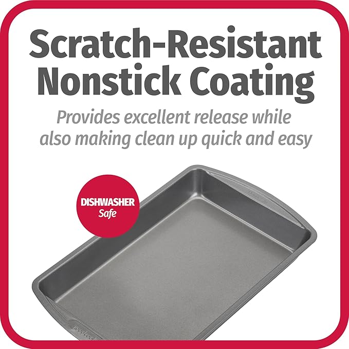 GoodCook 11" x 7" Nonstick Steel Cake Baking Pan, Multipurpose Nonstick Baking Pan for Brownies, Biscuits, and Cake, Gray