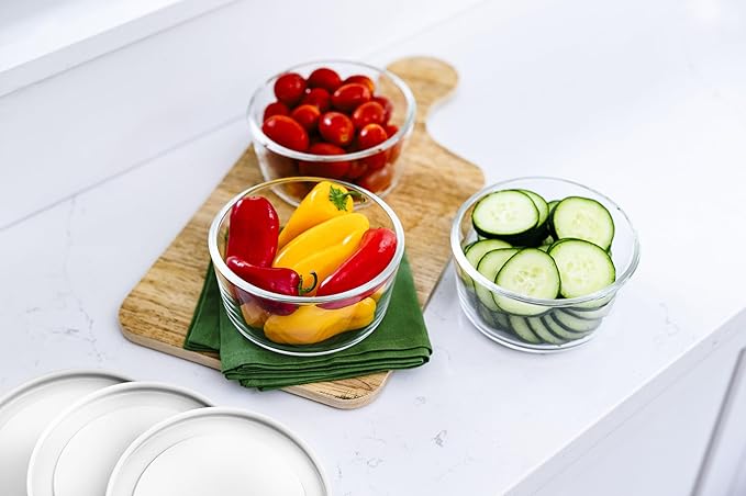 12-Piece Glass Food Storage Containers Set (6 Containers + 6 BPA-Free Lids) | 2-Cup, Leakproof | Microwave, Freezer, Oven & Dishwasher Safe | Ideal for Meal Prep & Pantry Organization