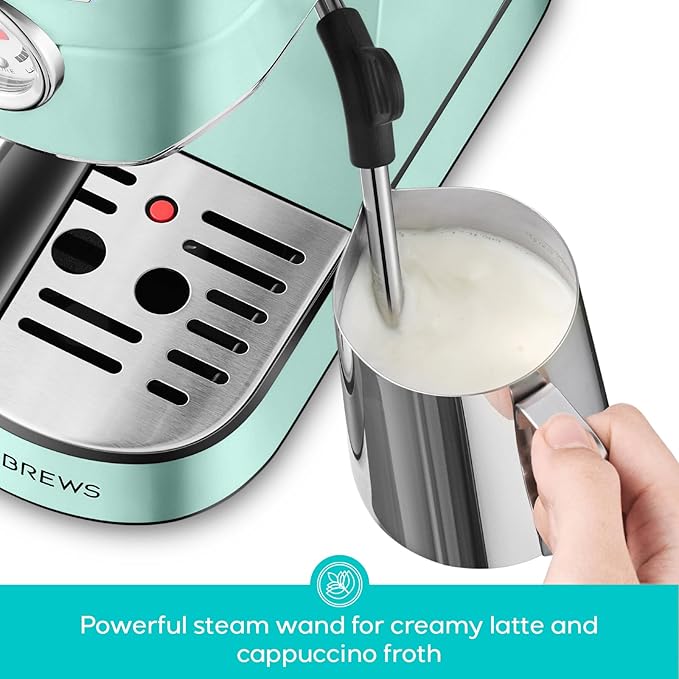 CASABREWS CM5418 Espresso Machine 20 Bar, Cappuccino Machine with Milk Frother Steam Wand, Stainless Steel Espresso Maker for Home, Espresso Coffee Machine with 34oz Removable Water Tank, Pastel Green
