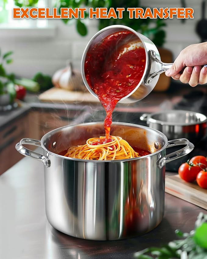 Cooks Standard Stainless Steel Saucepan Set 1.5 and 3 Quart, Multi-Ply Clad Sauce Pot With Glass Lid, Silver