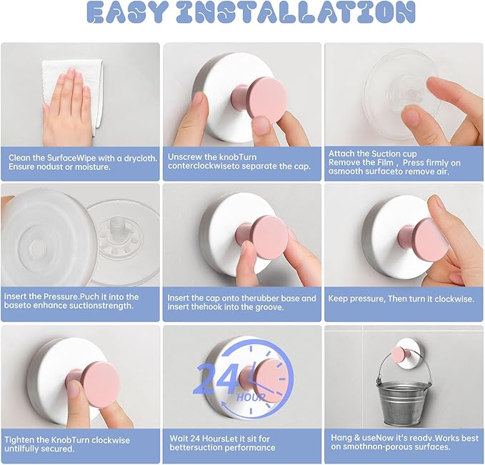 4 Pcs Suction Cup Hook for Shower，Removable Hooks，Towel Hooks，Suction Hooks for Bathroom, Bedroom, Glass Window (Color B)