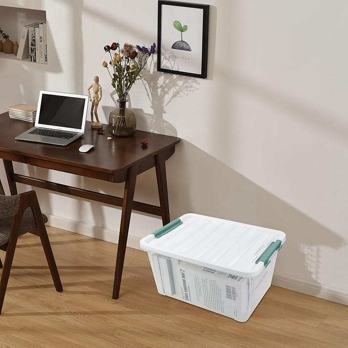 36 Quart Large Plastic Storage Box, Clear Plastic Storage Totes, 4 Packs