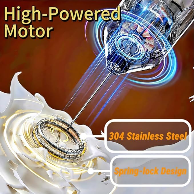 Milk Frother Handheld,Hand Mixer For Drinks with Detachable Stainless Steel Whisk,Electric Whisk for Coffee,Lattes,Cappuccino&Matcha,Cold Foam Frother with Easy-Clean&Portable Design-Black