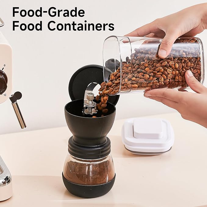 Pop Top Food Storage Container Set | 6Pcs Airtight Cereal Storage Organizer Canisters with Pop Lids, BPA-Free, Vacuum Seal & One-button Opening, Stackable Pantry Containers for Dry Food Storage