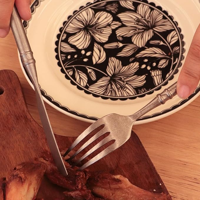 Silverware Set Flatware Set 18/10 Stainless Steel Cutlery Set Matte Finished Vintage 20 Pieces Service for 4