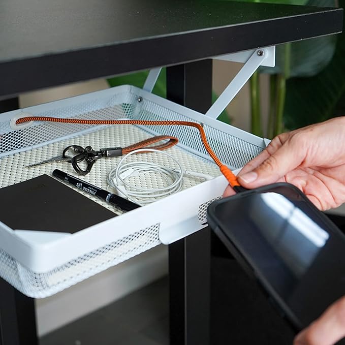 Anything Keeper - Organizer for Home, Kitchen, Bathroom, RV, Small Spaces - Storage Organizers - Compact Metal Basket - Under Cabinet Holder - Easy Install - Holds Strong - 11 x 10 x 2in - White