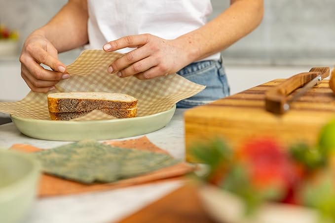 Reusable Beeswax Wraps for Food | 7 Pack | Eco Friendly, Organic, Biodegradable, Plastic Free, Bee's Wrap Bowl Covers and Food Storage | Cling Wrap Alternative