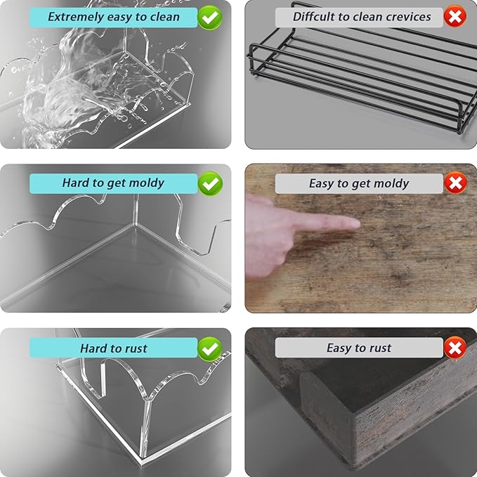 Napkin Holder for Table, Scalloped Acrylic Guest Towel Holder for Bathroom, Clear Waterproof Disposable Paper Hand Towels Lucite Tray for Kitchen Buffet Napkin Caddy for Home Restaurant Party