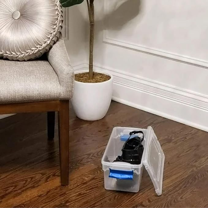 HOMZ 5-Pack Latching Lid, Clear Plastic Storage Organizer Bins, 7.5 Quart, Blue Latch - Stackable Organizing Containers for Home, Garage, and Office