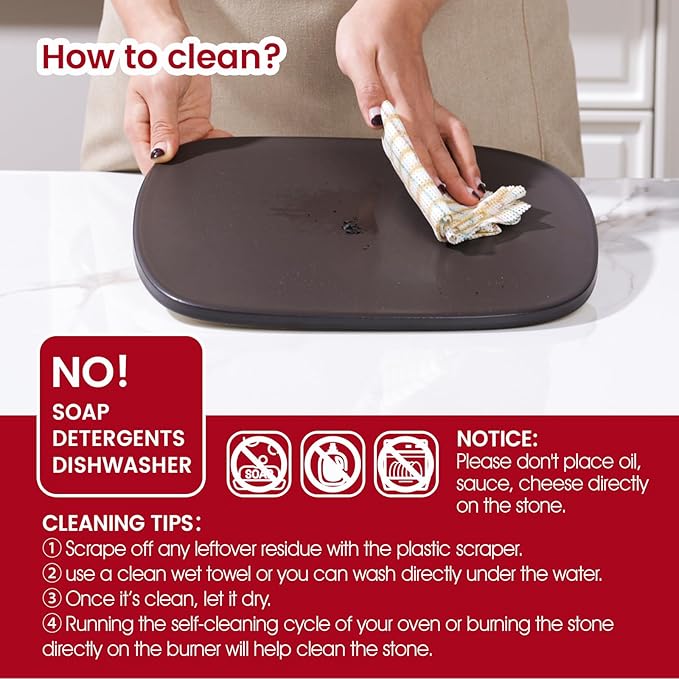 Pizza Stone, Unique Shape 12" x 11" x 0.47" Pizza Stones for Oven Grill BBQ, Heavy Duty Ceramic Coating Baking Stone for Pizza & Bread, Innovative Irregular Design Grilling Stone (Black)