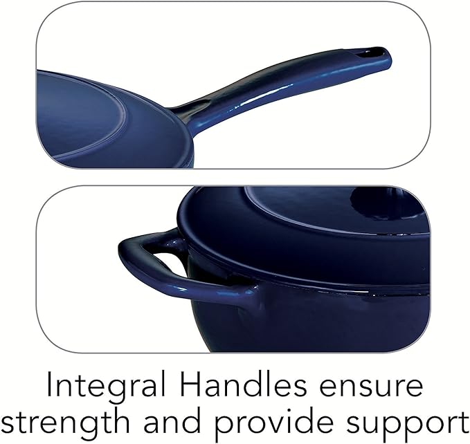 Tramontina Bestow Enameled Cast Iron Saucier Pan with Lid, 3-quart, Blue