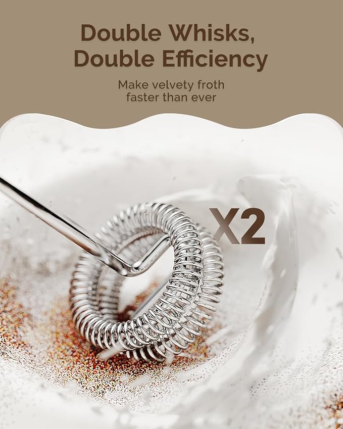 Maestri House Rechargeable Milk Frother, LunaFro Mini Handheld Electric Foam Maker Detachable Stainless Steel Whisk Drink Mixer Foamer Mini Blender for Matcha, Lattes, Cappuccino, No Stand