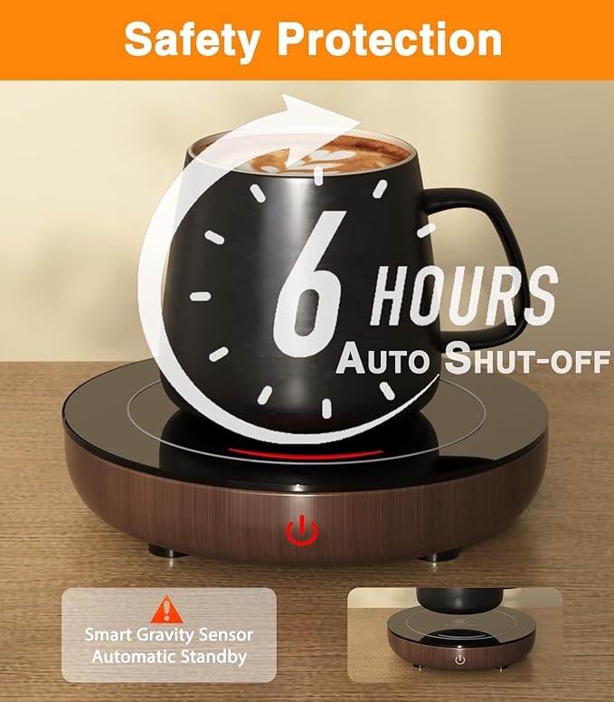 Coffee Mug Warmer & Kepwam Mug Set, Gravity Sensor Cup Warmer for Desk with LED Light, 3 Temp Settings & 6H Auto Shut Off, Coffee Warmer Plate for Coffee,Tea - Coffee Lovers Present for Men Women