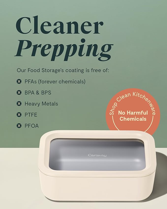 Caraway Glass Food Storage - 6.6 Cup Glass Container - Ceramic Coated Food Container - Non Toxic, Non Stick Lunch Box Container with Glass Lids - Dishwasher, Oven, & Microwave Safe - Navy