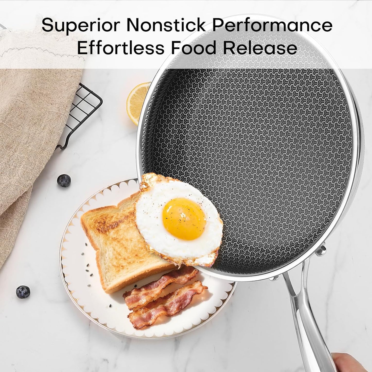 Lazycorner Pots and Pans Set Non Stick,Stainless Frying Pans Skillet with Lid Non toxic Healthy Kitchen Cookware Sets Induction Compatible