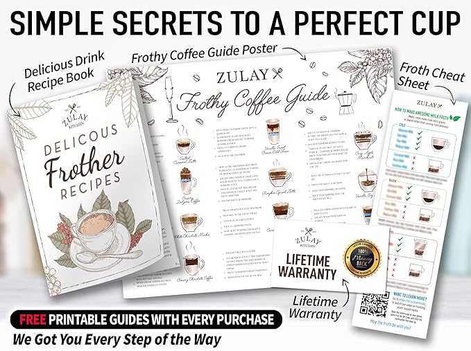 Zulay Kitchen Milk Frother Handheld Electric Whisk with AA Duracell Batteries – Durable Drink Mixer for Coffee, Lattes, Cappuccinos & More - Storm