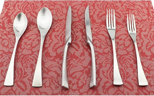 6-Piece Flatware Set,Extra Thick Heavy Duty - 18/10 Stainless Steel Cutlery Sets,High Matte Finish Silverware Flatware Sets Service for 1,Use for Home,Kitchen, Utensil Sets
