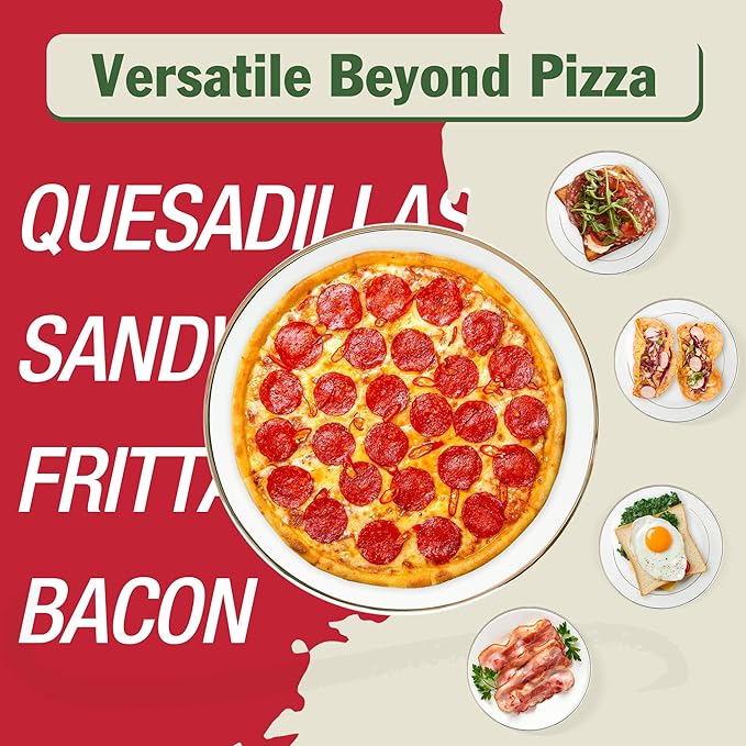 1000W Pizza Maker, 2-in-1 Indoor Griddle and Pizza Cooker, 8.5" 180° Open Nonstick Plate for Quesadilla, Panini, Crepe and More