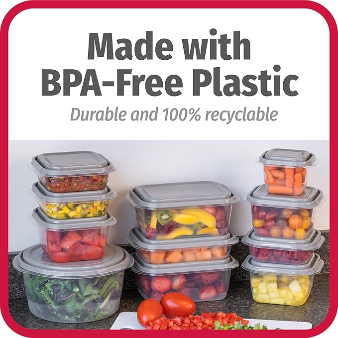 GoodCook EveryWare 60pc Container Set, BPA Free - 60-Piece Food Container Set, Microwave and Freezer Safe, Embossed Measurements, Secure Lids