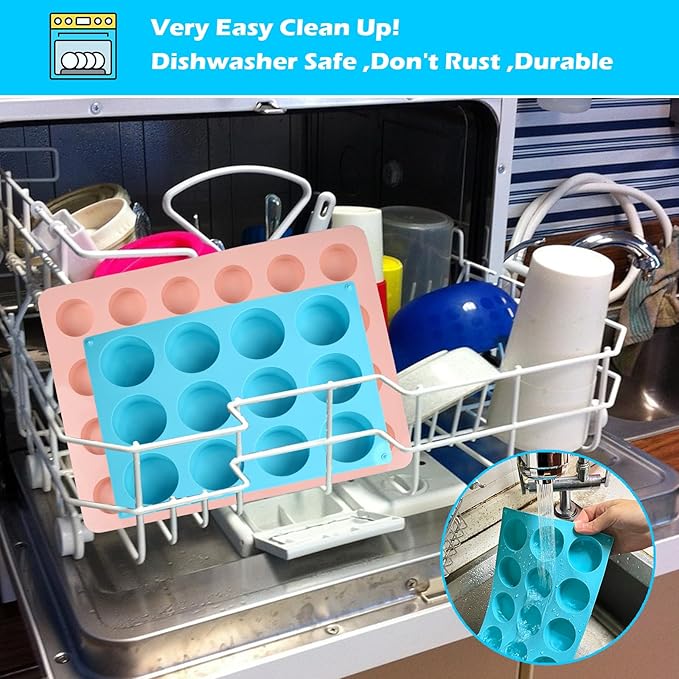 Cake Puck Mold Set,SAGOOITS 2 Different Sizes Chocolate Covered Cake Silicone Molds, 24-Cavity and 12-Cavity Round Cake Pop Molds with 2 Spatulas for DIY Cake Cores, Chocolate Desserts,Cakepucks