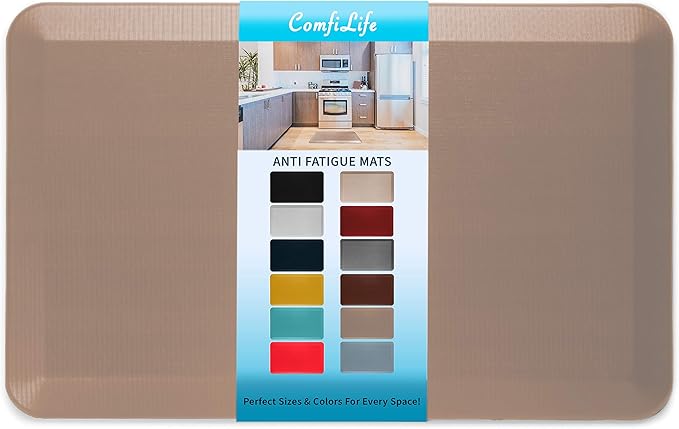 ComfiLife Anti Fatigue Floor Mat – 3/4 Inch Thick Kitchen Mats for Floor, Standing Desk Mat, Kitchen Rug – Comfort at Home, Office – Durable – Stain Resistant – Non-Slip Bottom (20" x 32", Beige)