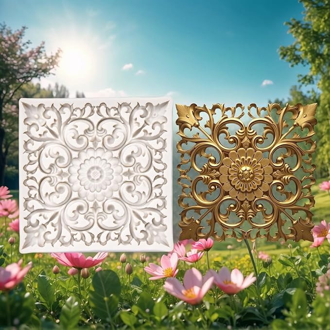 (Four-Piece Set) Picture Frame Flowers, Flowers and Girls, Vintage Carving, Silicone Mold - Resin Mold - Home Decor DIY Tools - Jewelry Casting Clay Plaster Mold