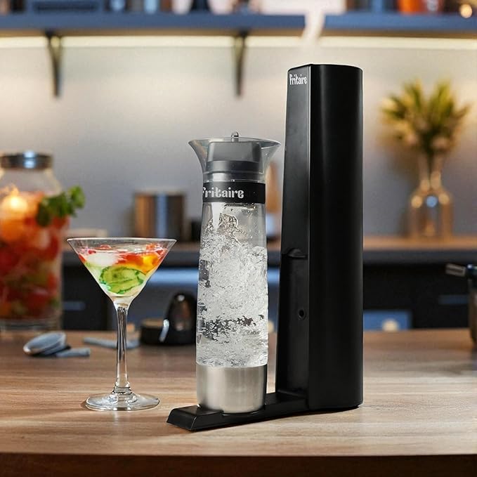 The Fritaire Fizze Soda Maker Machine, Premium OmniFizz Sparkling Water Maker, Seltzer & More, Soda Stream Machine for Home, Water Carbonator, Fizz Infuser (CO2 Cylinder Not Included), Black